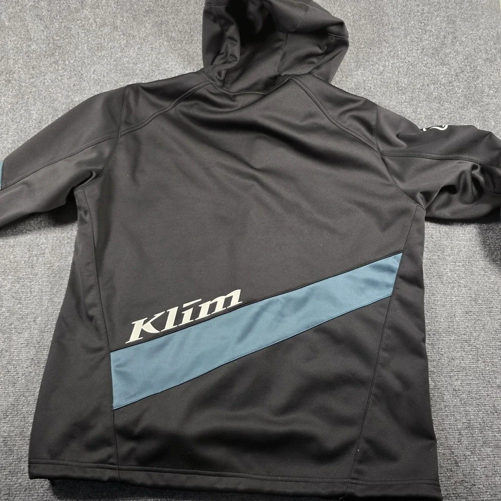 Klim Soft Shell Fleece Lined Hooded Jacket Men's 2XL Black Blue Snowmobile